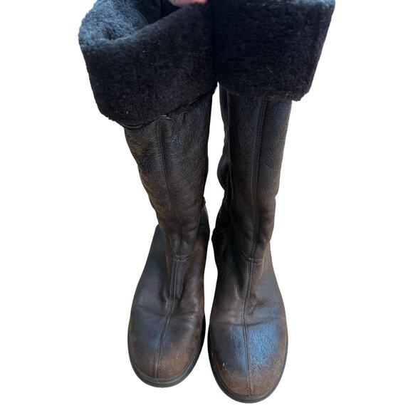 Prada Sport Brown Leather With Shearling Boots Size 38 - Picture 1 of 4